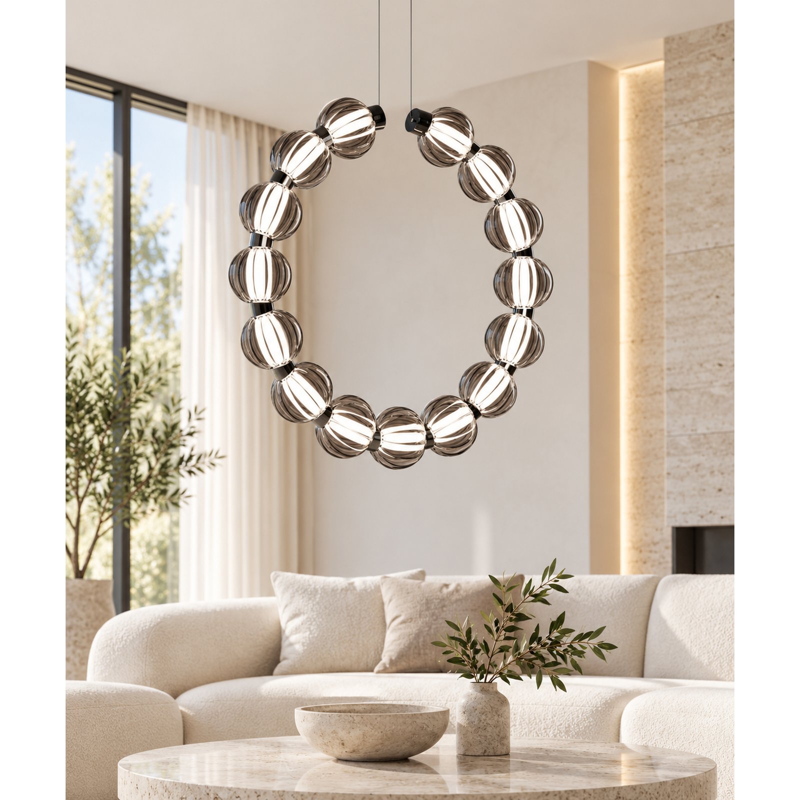 SPACE361 KAITAI Smoky Glass Pendant Light KT-2510-15 - Modern Lamps - gallery image
