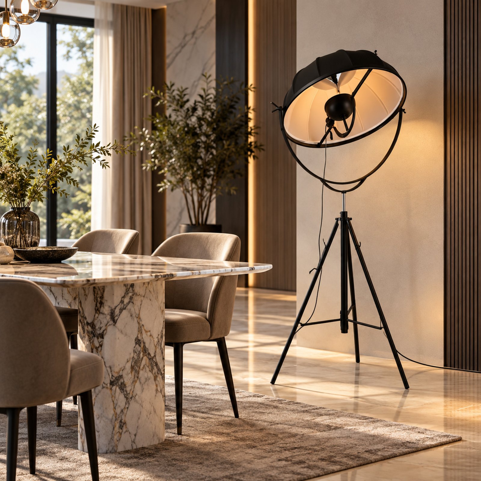 SPACE361 KAITAI Tall Fabric Shade Floor Lamp KT-60299F-B - Modern Lamps - gallery image