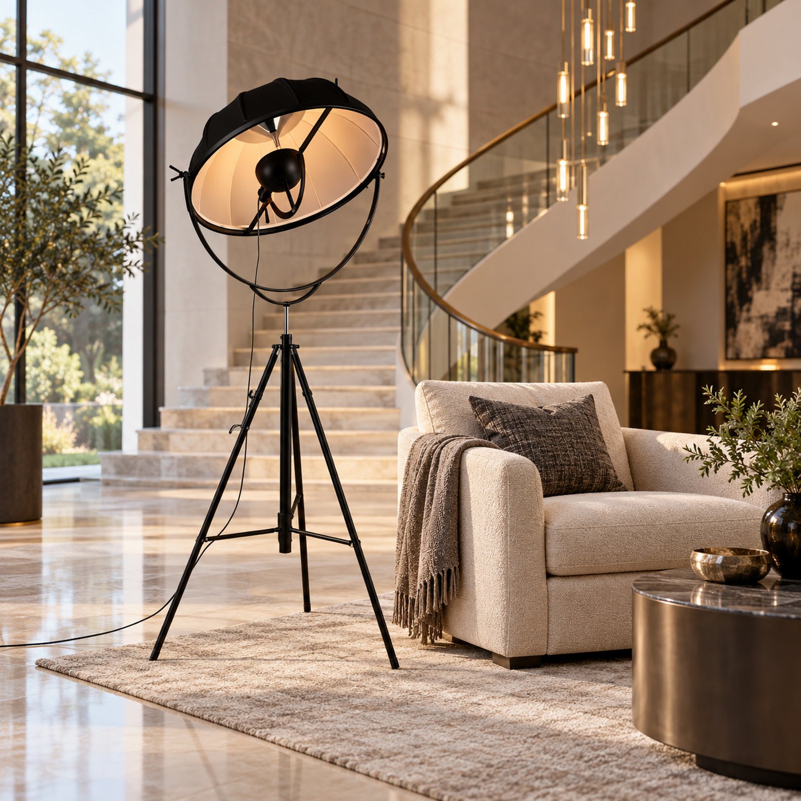 SPACE361 KAITAI Tall Fabric Shade Floor Lamp KT-60299F-B - Modern Lamps - gallery image