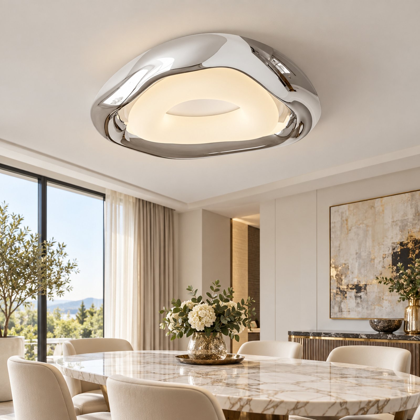 SPACE361 KAITAI Chrome LED Ceiling Light KT-8081 - Modern Lamps - gallery image