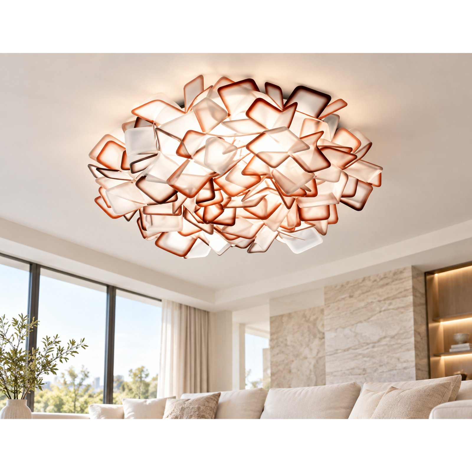 SPACE361 KAITAI Orange Pattern PVC Ceiling Light KT-9088-2L-orange - Modern Lamps - gallery image