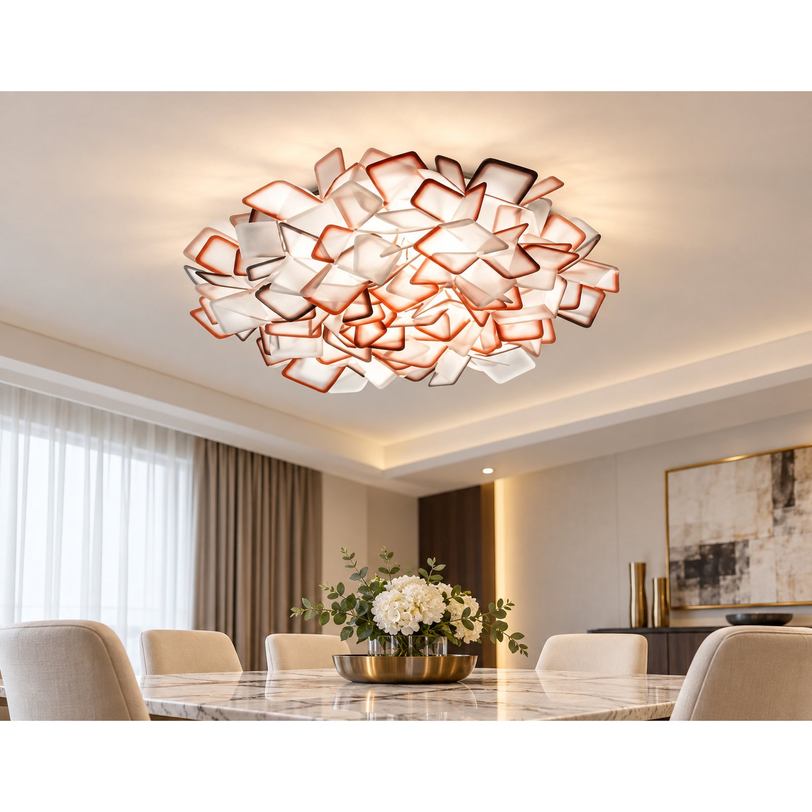 SPACE361 KAITAI Orange Pattern PVC Ceiling Light KT-9088-2L-orange - Modern Lamps - gallery image