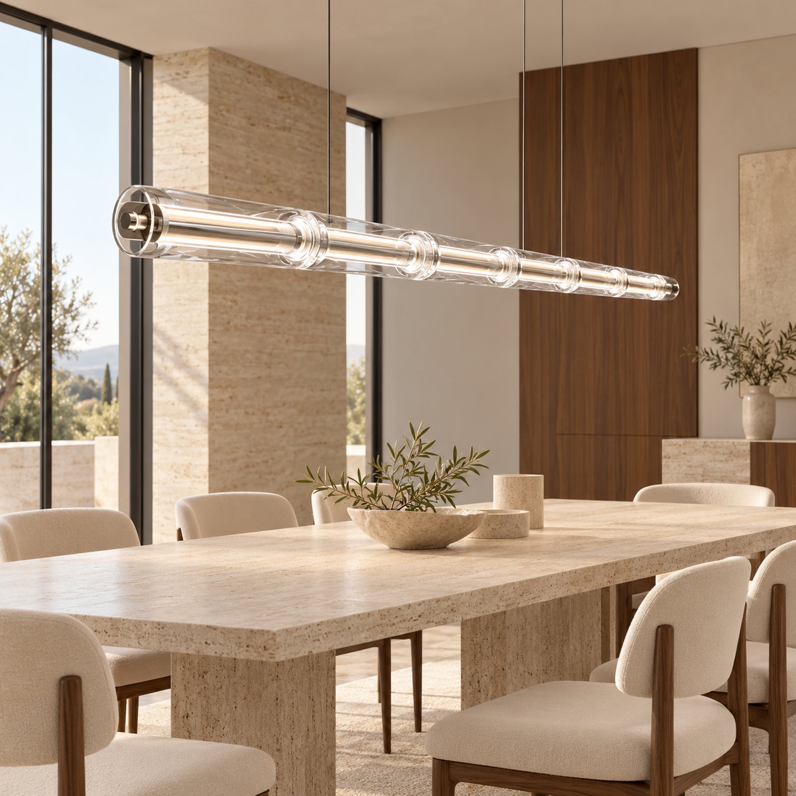 SPACE361 Amara A8131 Parallel Glass Linear Pendant Light - Modern Lamps - gallery image