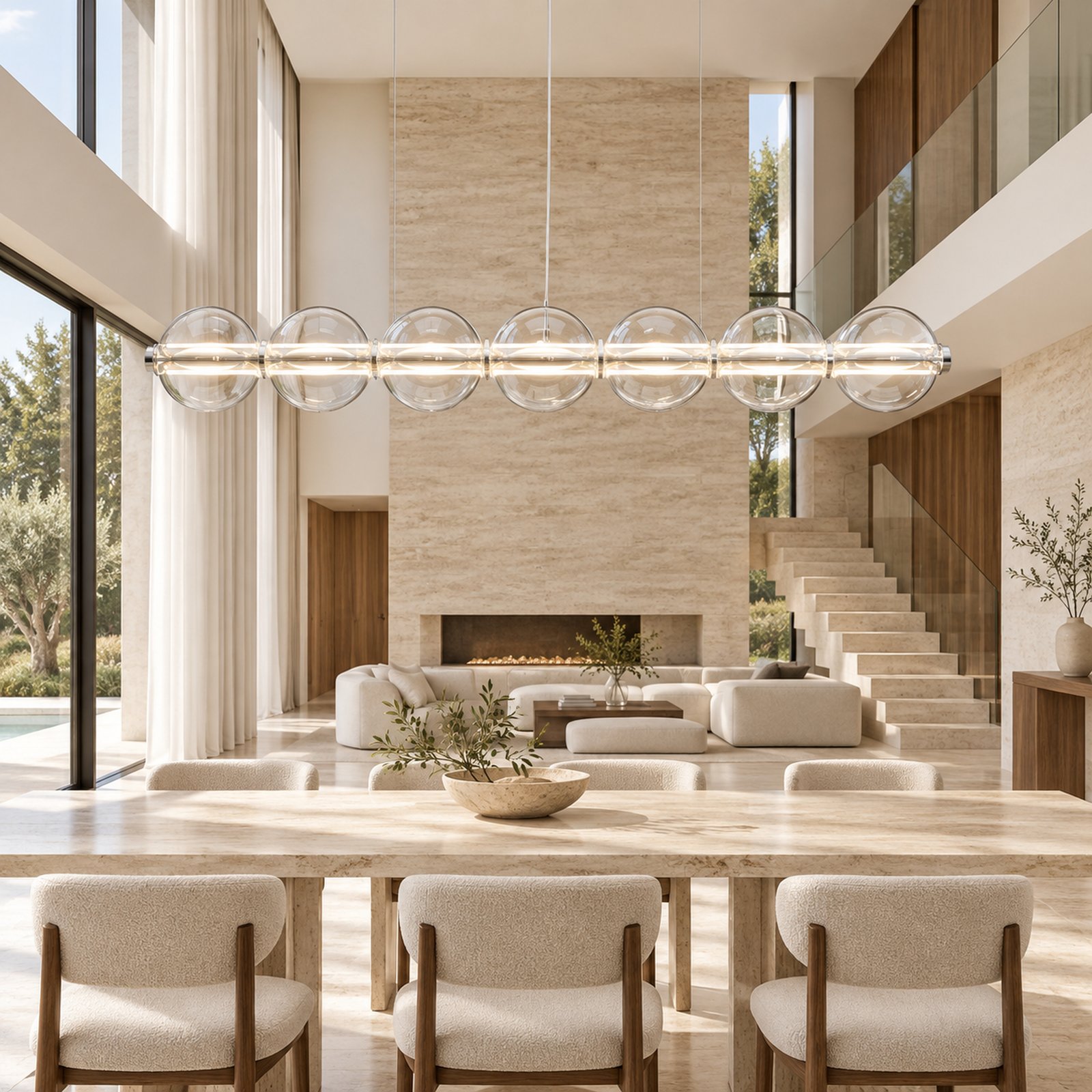 SPACE361 Amara A8132 Bubble Glass Linear Pendant Light - Modern Lamps - gallery image