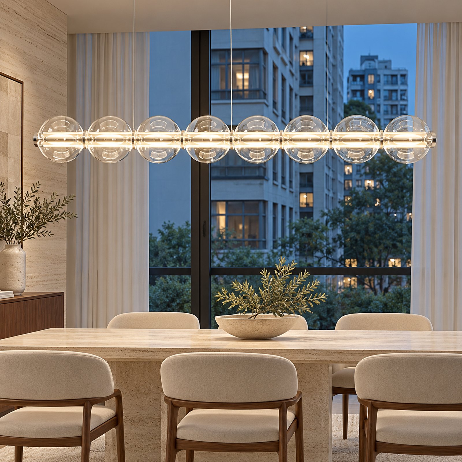 SPACE361 Amara A8132 Bubble Glass Linear Pendant Light - Modern Lamps - gallery image