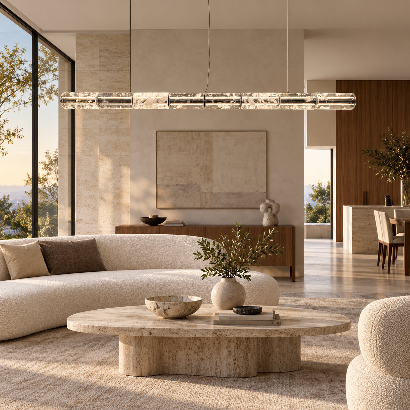 SPACE361 Amara A8134 Crystal Cloud Linear Pendant Light - Modern Lamps - gallery image