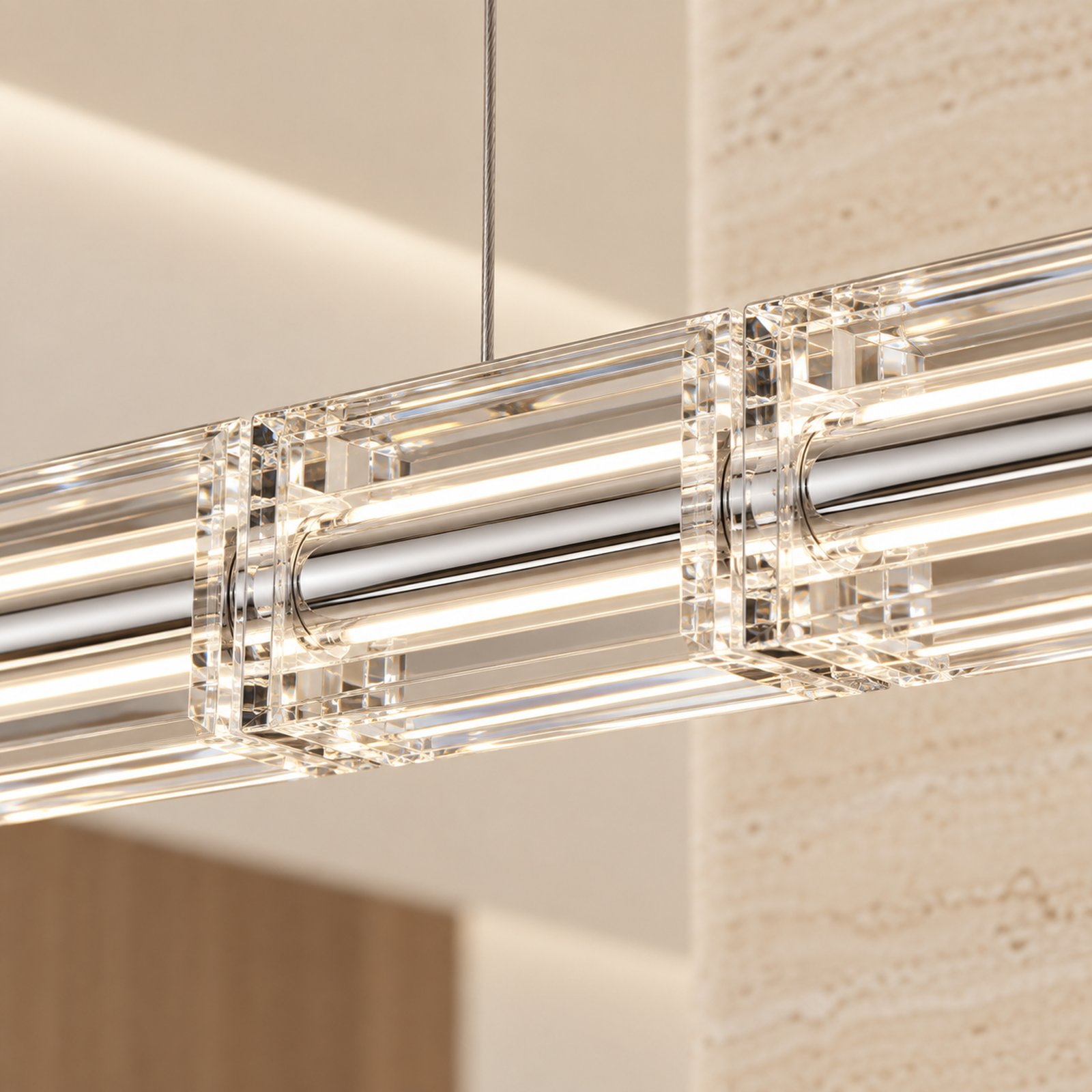 SPACE361 Amara A8135 K9 Square Crystal Linear Pendant Light - Modern Lamps - gallery image