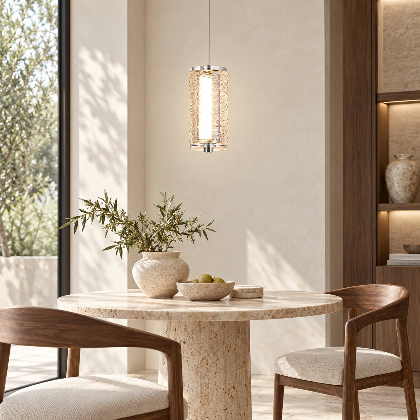 SPACE361 Amara AR-1 Single Pressed Glass Pendant Light - Modern Lamps - gallery image