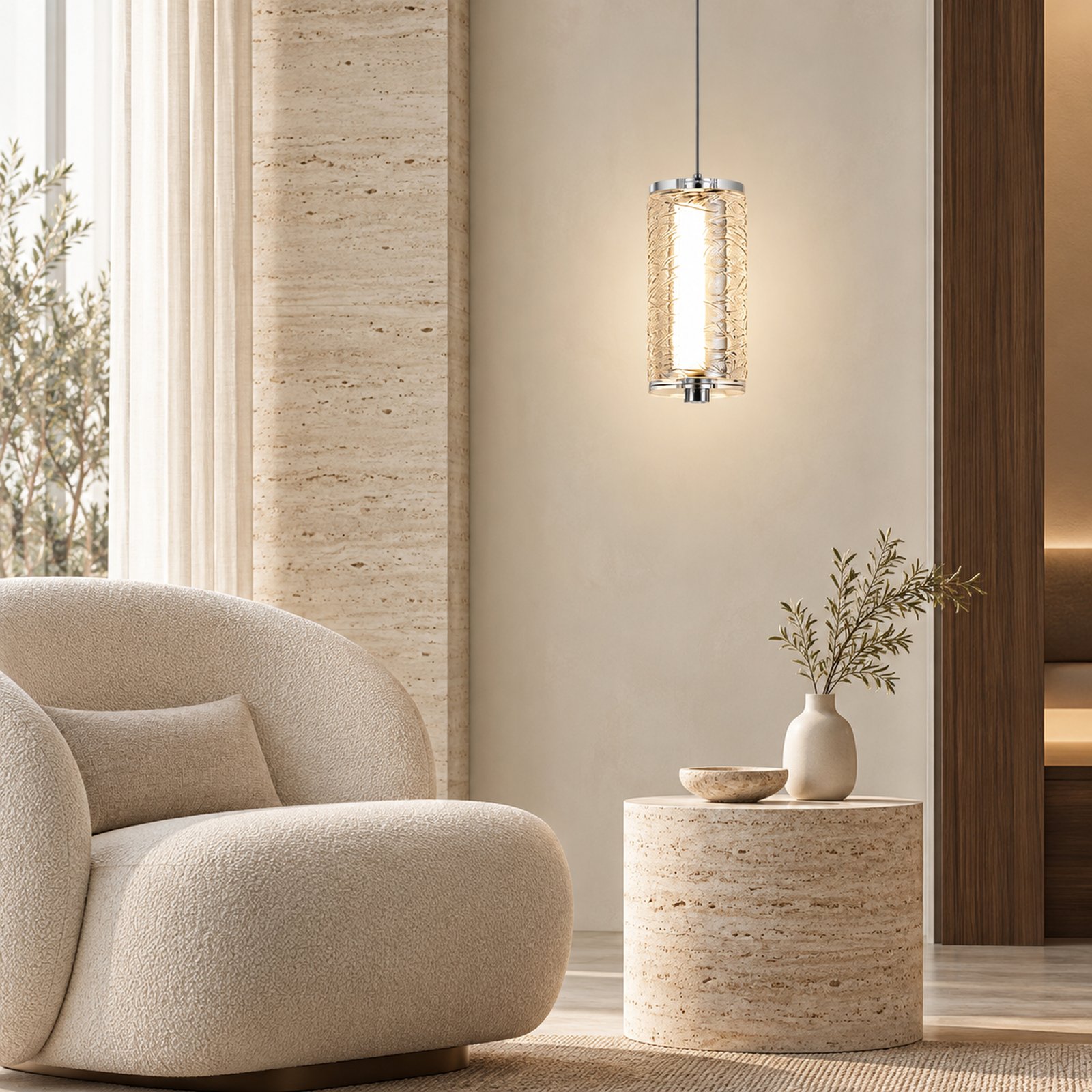 SPACE361 Amara AR-1 Single Pressed Glass Pendant Light - Modern Lamps - gallery image