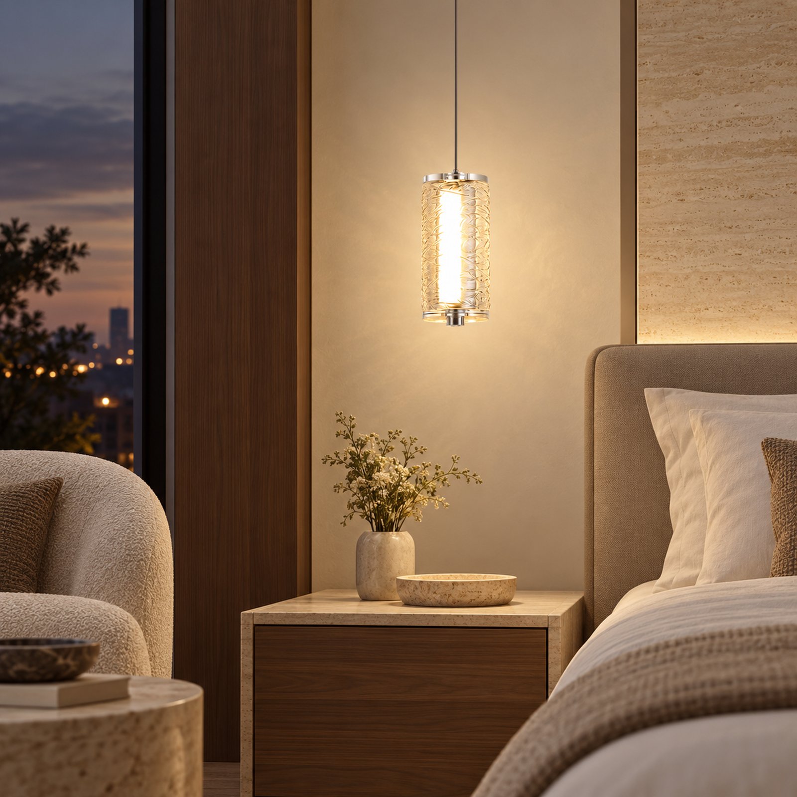 SPACE361 Amara AR-1 Single Pressed Glass Pendant Light - Modern Lamps - gallery image
