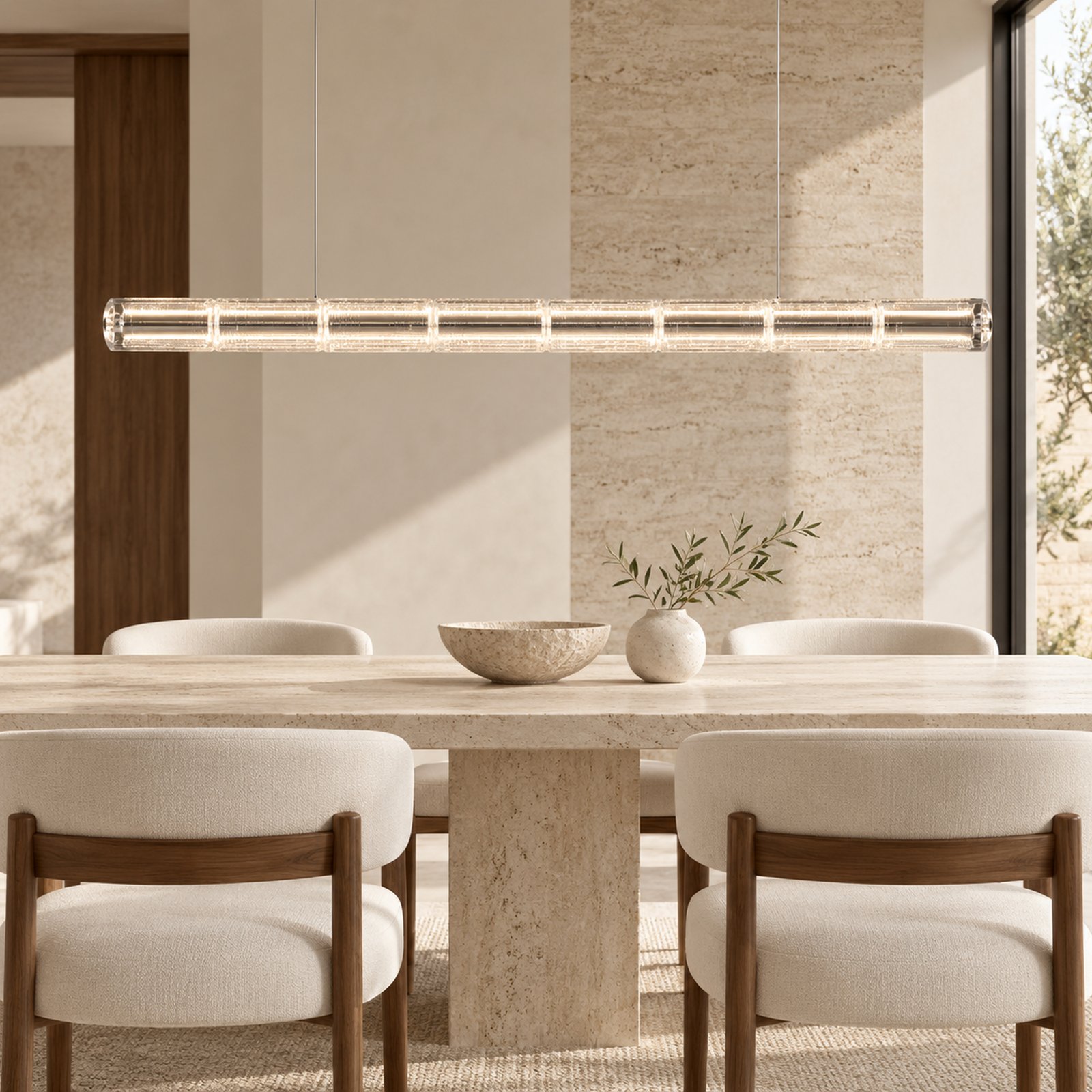 SPACE361 Amara AR Pressed Glass Linear Pendant Light - Modern Lamps - gallery image