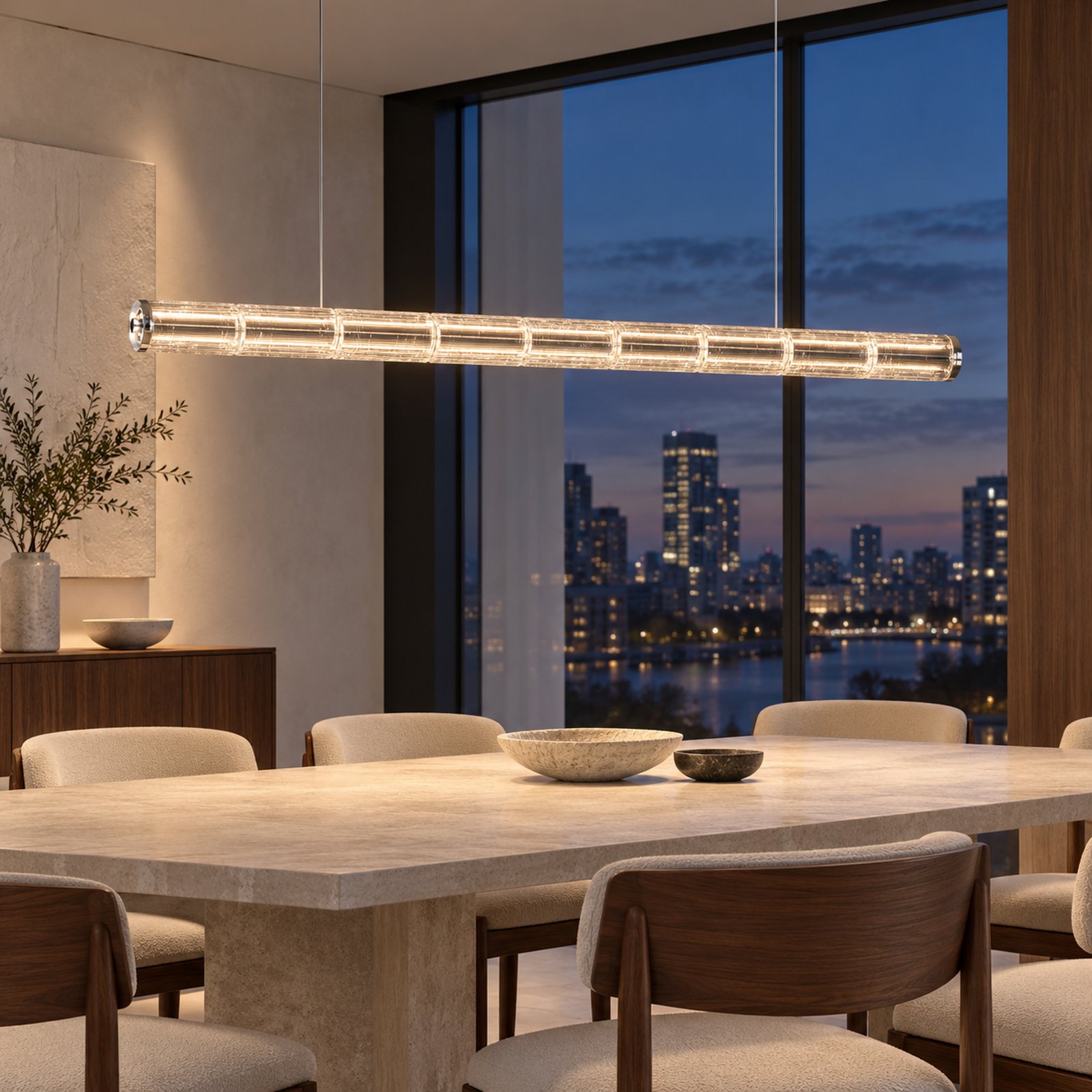 SPACE361 Amara AR Pressed Glass Linear Pendant Light - Modern Lamps - gallery image