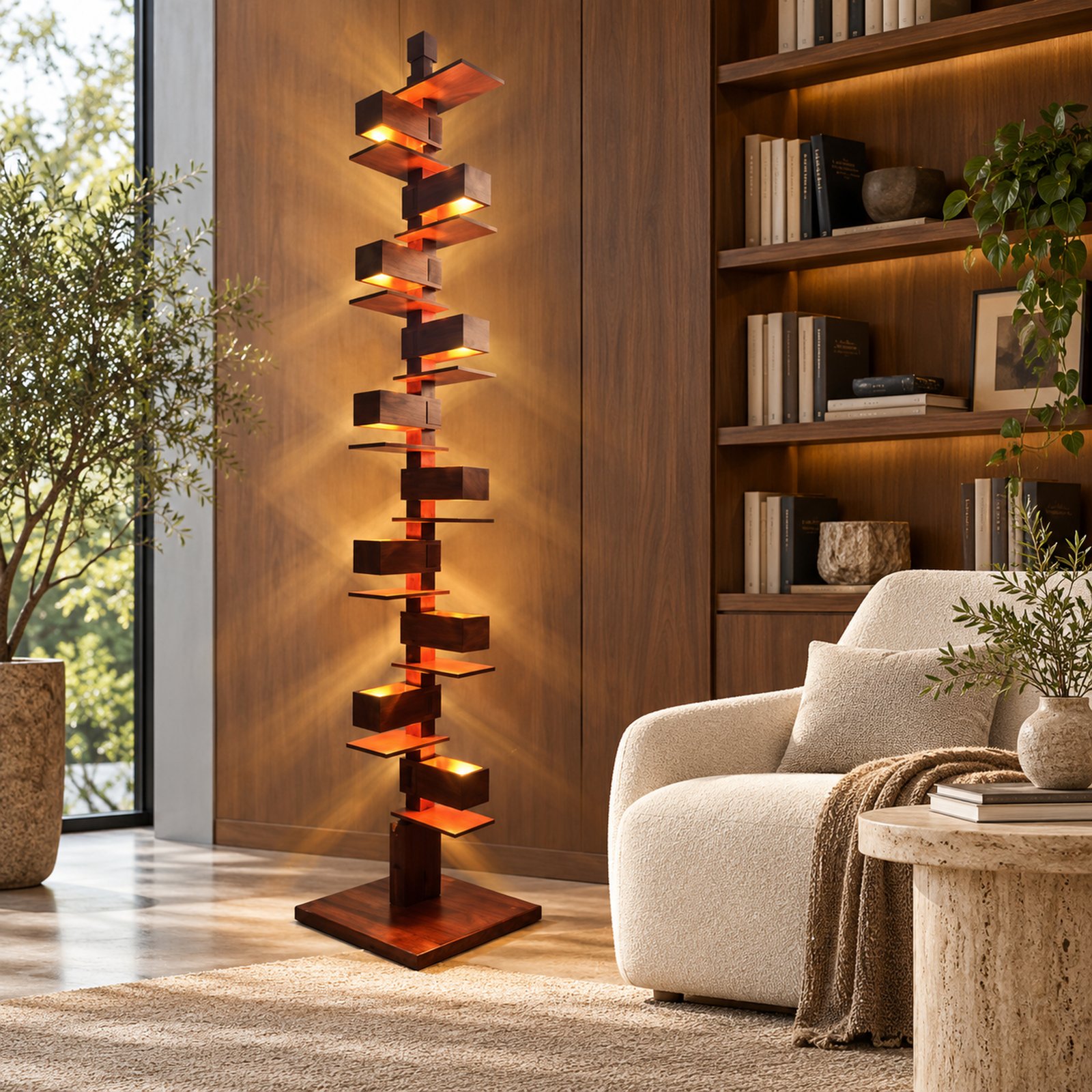 SPACE361 Amara Walnut Floor Lamp - Modern Lamps - gallery image